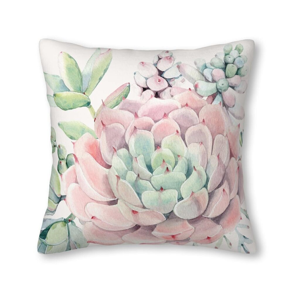 1499 Pretty Succulents Pink and Green Desert Succulent Illustration Velvet
